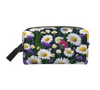 SamLng Neceser de viaje con estampado de flores silvestres y margaritas de aciano, bolsa de maquillaje para hombres y mujeres, organizador portátil para uso diario