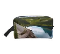 SamLng Neceser de viaje con estampado de parque nacional Glacier, bolsa de maquillaje para hombres y mujeres, organizador portátil para uso diario, blanco, talla única