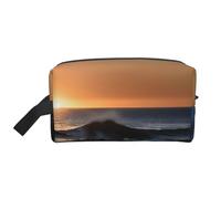 SamLng Neceser de viaje grande - Últimos rayos de sol sobre las olas del mar, diseño de impresión completa, organizador de artículos de aseo portátil, bolsa multiusos para maquillaje, Blanco, Talla