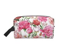 SamLng Neceser grande de viaje, diseño de peonías de jardín, organizador portátil de artículos de tocador, bolsa multiusos para maquillaje, Blanco, Talla única