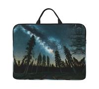 SamLng Night Sky with Trees - Funda para portátil de 35.6 cm, con asa de transporte y bolsillo para accesorios