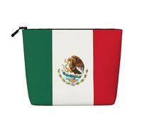 SamLng - Organizador de baño multiusos para la bandera de México, diseño de cáñamo, estuche de maquillaje reutilizable con bolsa de cremallera, color negro, negro, One Size