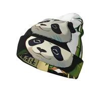 SamLng Pandas of Father and Son - Gorro de punto elástico unisex con estampado de ganchillo, para pesca, viajes, al aire libre, playa, color negro