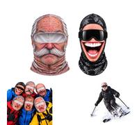 SamLng Pasamontañas esquí anciano cara realista impreso 3D balaclava cobertura completa cara y cuello, diseño envolvente ajustado cortavientos, equipación invierno exterior aventuras