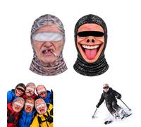 SamLng Pasamontañas esquí anciano cara realista impreso 3D balaclava cobertura completa cara y cuello, diseño envolvente ajustado cortavientos, equipación invierno exterior aventuras