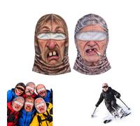 SamLng Pasamontañas esquí anciano cara realista impreso 3D balaclava cobertura completa cara y cuello, diseño envolvente ajustado cortavientos, equipación invierno exterior aventuras