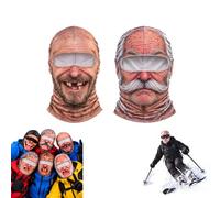 SamLng Pasamontañas esquí anciano cara realista impreso 3D balaclava cobertura completa cara y cuello, diseño envolvente ajustado cortavientos, equipación invierno exterior aventuras