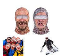 SamLng Pasamontañas esquí anciano cara realista impreso 3D balaclava cobertura completa cara y cuello, diseño envolvente ajustado cortavientos, equipación invierno exterior aventuras