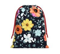 SamLng Pequeñas bolsas de regalo con cordón - Hermosas flores coloridas bolsas de regalo de Navidad, regalos de Navidad, bolsas de caramelos, bolsas de golosinas