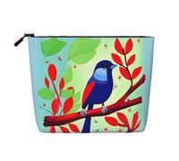 SamLng Red Leaf Bird - Organizador de aseo multiusos - Cáñamo de imitación - Estuche de maquillaje reutilizable con bolsa de cremallera, color negro, negro, One Size