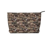 SamLng Rústico Lodge Bear - Bolsa de maquillaje de pana, organizador de cosméticos y artículos de tocador con cremallera, práctica bolsa para maquillaje de mujer