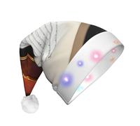 SamLng Sombrero de Navidad LED con diseño de libro de violín para adultos, gorro clásico de Papá Noel, colorido, Navidad, Año Nuevo, gorro de felpa suave y cómodo