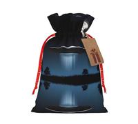 SamLng Spaceship at night Bolsa de regalo de Navidad - Bolsas de fiesta con cordón de arpillera para regalos, golosinas - Perfecto para Navidad, cumpleaños