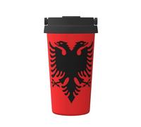 SamLng Taza de café aislada con bandera albanesa, vaso de viaje de alta capacidad para el hogar, la oficina y sobre la marcha