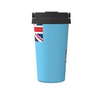 SamLng Taza de café aislada con diseño de bandera de Fiji, con asa, vaso de viaje de alta capacidad para el hogar, la oficina y para llevar