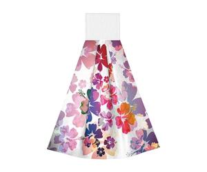 SamLng Toallitas de manos de terciopelo coral con estampado de flores hawaianas, paños de limpieza absorbentes para cocina, baño, sala de estar y uso al aire libre