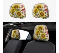 SamLng Universal Bees Sunflowers Daisy Rose Flowers Print Car Headrest Cover 2 Pcs - Protector para furgonetas, SUV, camiones - Mejora tu experiencia de conducción