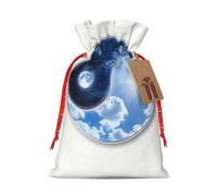 SamLng Yin Yang Sky Bolsa de regalo de Navidad - Bolsas de fiesta con cordón de arpillera para regalos, golosinas - Perfecto para Navidad, cumpleaños