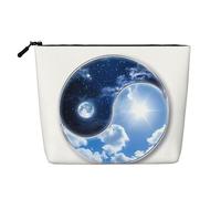 SamLng Yin Yang Sky - Organizador de baño multiusos - Estuche de maquillaje de cáñamo - Estuche de maquillaje reutilizable con bolsa de cremallera, color negro, negro, One Size