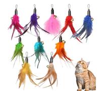 Samlonge 10 piezas de juguete para gatos plumas con campanas juguetes interactivos para gatos, juguetes de plumas naturales, rellenos de juguetes para gatos para movimiento, juego interactivo