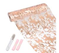 Samlonge 28 cm x 20 m Camino de Mesa Oro Rosa, Rollo Tul Cinta de Mesa Oro Rosa Brillante con 1 Tijeras y 2 Cintas Camino de Mesa Moderno para Bodas Comuniones Bautizos y Todas Celebraciones