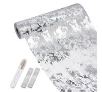 Samlonge 28 cm x 20 m Camino de Mesa Plateado, Rollo Tul Cinta de Mesa Plata Brillante con 1 Tijeras y 2 Cintas Camino de Mesa Moderno para Bodas Comuniones Bautizos y Todas Celebraciones