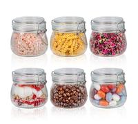 Samlonge 6 x Tarros de Cristal con Tapa Hermética, Botes Especias 500ml, Tarros de Conserva, Tarros de Fermentación, Frascos de Vidrio con Tapa de Clip para Alimentos, Café, Azúcar, Nueces, Especias