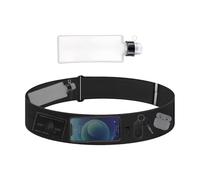 Samlonge Cinturon Running, Riñonera Running Deportiva, Impermeable Cremallera con 3 Bolsillos, Cinturon para Correr Deportivo, Riñonera Ultrafina con Botella de 330 ML para Viaje Aire Libre (Negro, L)