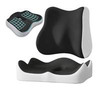 Samlonge Cojin Coxis de Espuma Memoria, Cojín Silla Oficina Ortopédico con Cojín de Respaldo Funda Lavable Hemoreoides Cojin Coxis para Escritorio Silla Ruedas Asiento Coche