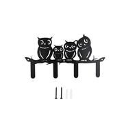 Samlonge Colgador Llaves, Colgador Llaves Pared con 4 Ganchos, Ganchos para Llavero de 28x17cm, Llavero Pared con Motivo de Búho Para Pasillo, Cocina, Dormitorio,Sala de Estar, Baño, Oficina - Negro