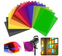 SAMNISOO 20 Piezas Filtro de Luz de Gel de Corrección de Color, Película de Transparencia Hojas de Plástico de Color Filtro de Gel de Iluminación de Color, 10 Colores Tamaño A4