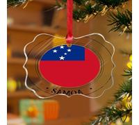 Samoa - Adorno de Navidad con diseño de banderas nacionales de países marineros, mariposas, recuerdo, discos acrílicos transparentes, bandera de países del mundo, bola de Navidad internacional para
