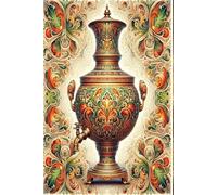 Samovar in Khokhloma Style: A Russian Folk Art Journal: Heart of the home, represents hospitality, unity, and comfort,