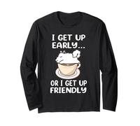 Samoyed Dog I Get Up Early Coffee Funny Puppy Dogs Lovers Manga Larga