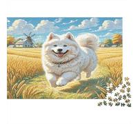 Samoyed Dog Puzzle for Adults & Age 14 Up Samoyed in Wheat Field Fun Present & Activity for Home Gift 52x38cm/1000pcs