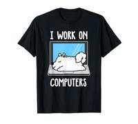 Samoyed I Work On Computer Dog Sleep Puppy Lovers Camiseta