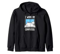 Samoyed I Work On Computer Dog Sleep Puppy Lovers Sudadera con Capucha