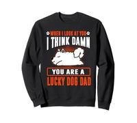 Samoyed You Are A Lucky Dog Dad Funny Puppy Dogs Lovers Sudadera