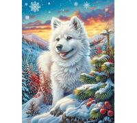Samoyedo Blanco en un Bosque de Invierno Puzzle 1000 Piezas Cartón con Papel Toda La Familia Sueño Mágico de Ciencia Ficción Tiempo Libre En Casa Más Vendido Regalo Original 1000