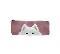 Samoyedo - Estuche para lápices con diseño de perro y flores, bolsa de papelería para estudiantes, organizador de almacenamiento de oficina, bolsa de cosméticos para bolígrafos, #366, 21x10.5x5cm