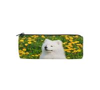 Samoyedo - Estuche para lápices con diseño de perro y flores, bolsa de papelería para estudiantes, organizador de almacenamiento de oficina, bolsa de cosméticos para bolígrafos, #467, 21x10.5x5cm