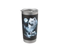 Samoyedo Howling to the Moon Retro 90's Dog Vaso térmico de acero inoxidable de doble pared
