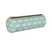 Samoyedo Perro Samoyedo Diseño De Perro Diseño De Perro De Trineo De Menta, Estuche Para Lápices Estuche Cilíndrico Para Bolígrafos Estuche De Cuero Portátil Con Cremallera Bolsa De Cosméticos