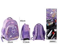 SAMPACK-MP, Mochila Infantil, Mochila Escolar para Niños, con Bolsillos Laterales y Frontales, Correa de Pecho, Respaldo Ergonómico, Ideal para Vuelta al Cole, con Diseños Divertidos