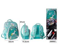 SAMPACK-MP, Mochila Infantil, Mochila Escolar para Niños, con Bolsillos Laterales y Frontales, Correa de Pecho, Respaldo Ergonómico, Ideal para Vuelta al Cole, con Diseños Divertidos