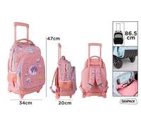 SAMPACK-MP, Mochila Infantil, Mochila Escolar para Niños, con Bolsillos Laterales y Frontales, Correa de Pecho, Respaldo Ergonómico, Ideal para Vuelta al Cole, con Diseños Divertidos