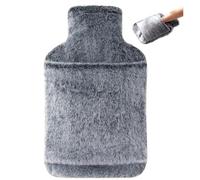 samply Botella de agua caliente con funda suave, 2 l, para adultos y niños, ideal para una noche fría, color gris