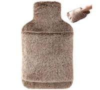samply Botella de agua caliente con funda suave, 2 l, para adultos y niños, ideal para una noche fría, color marrón