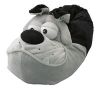 SAMS Tierhausschuhe Bulldogge Schwarz Grau Lustig witzi