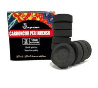 Samsara - Carbonos naturales para incienso y cachimba | Encendido rápido | Combusción 50-60 Min | Libre de Productos Químicos | Diámetro 33 mm, Negro, 1 Confezione, Madera